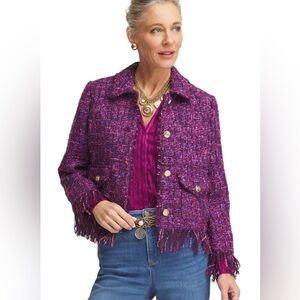 Chico's Vibrant Purple Tweed Blazer